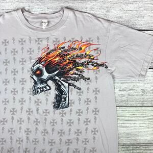 Vintage Y2k Flaming Skull Graphic T-shirt